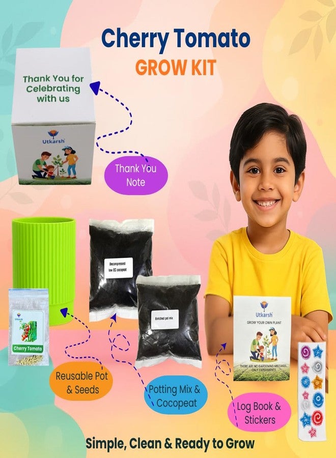 Utkarsh Cherry Tomato Seed Starter DIY Grow Kit for Gifting | Best Eco-Friendly Return Gift Ideas for Kids & Beginners | Easy to Grow it Yourself Gardening Set for Home & Kitchen Garden | Pack of 1 - Image 2